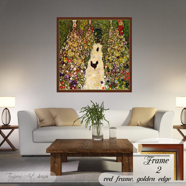 Gustav Klimt Garden Path with Chickens print on canvas - Image 3