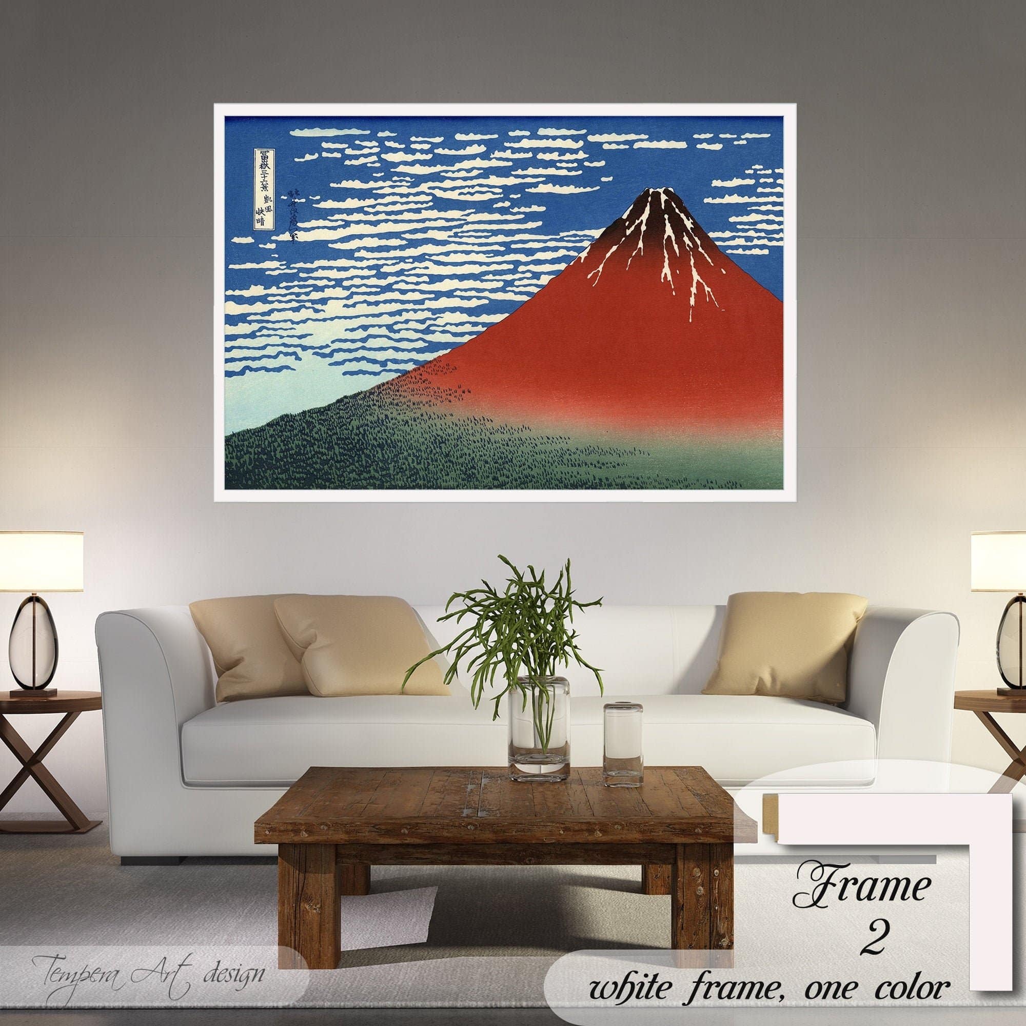 Hokusai South Wind, Clear Sky (Red Fuji) framed or unframed gallery wrapped canvas print
