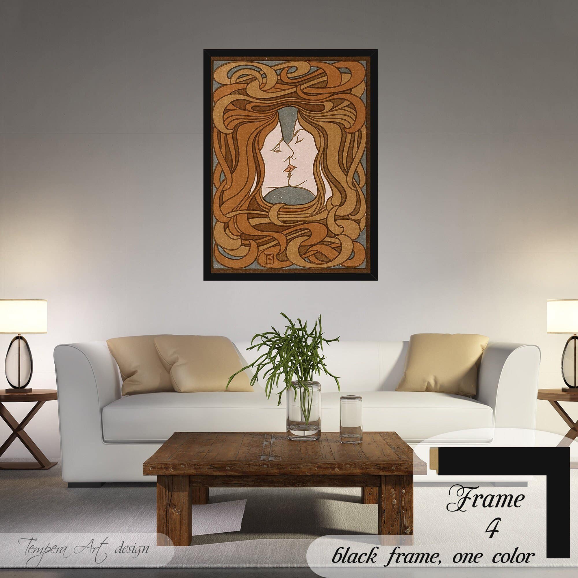 Peter Behrens The Kiss woodcut